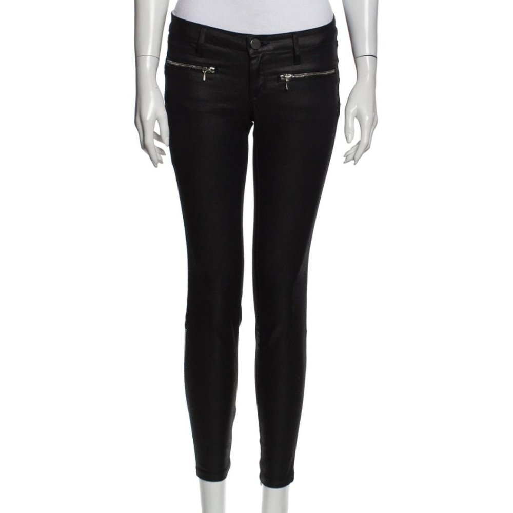 $1195 VICTORIA BECKHAM Black Low-Rise Skinny Leg Jeans Pants 25 ❤️